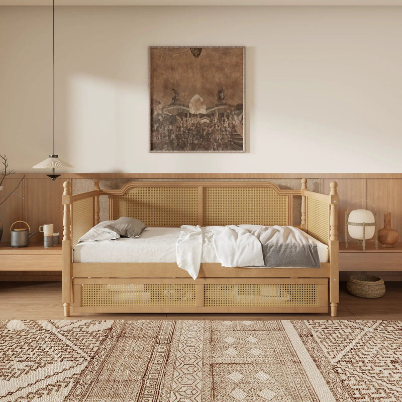 Full Size Daybed With 2 Drawers - Walnut by HouseOfZazla