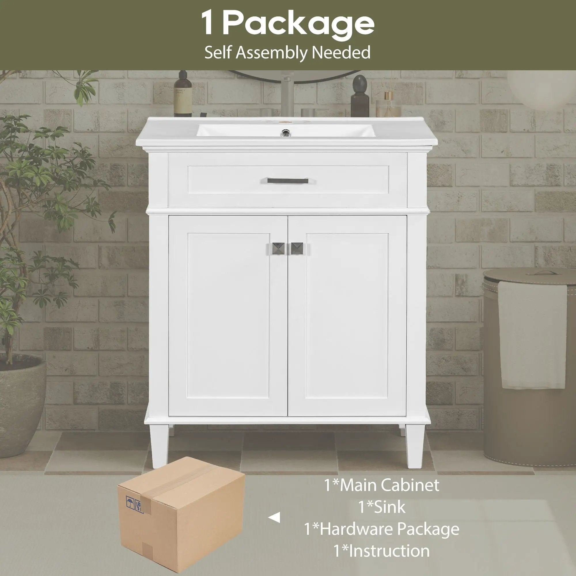 Bathroom Vanity With Ceramic Basin, Soft Close Door And Adjustable Shelves by HouseOfZazla