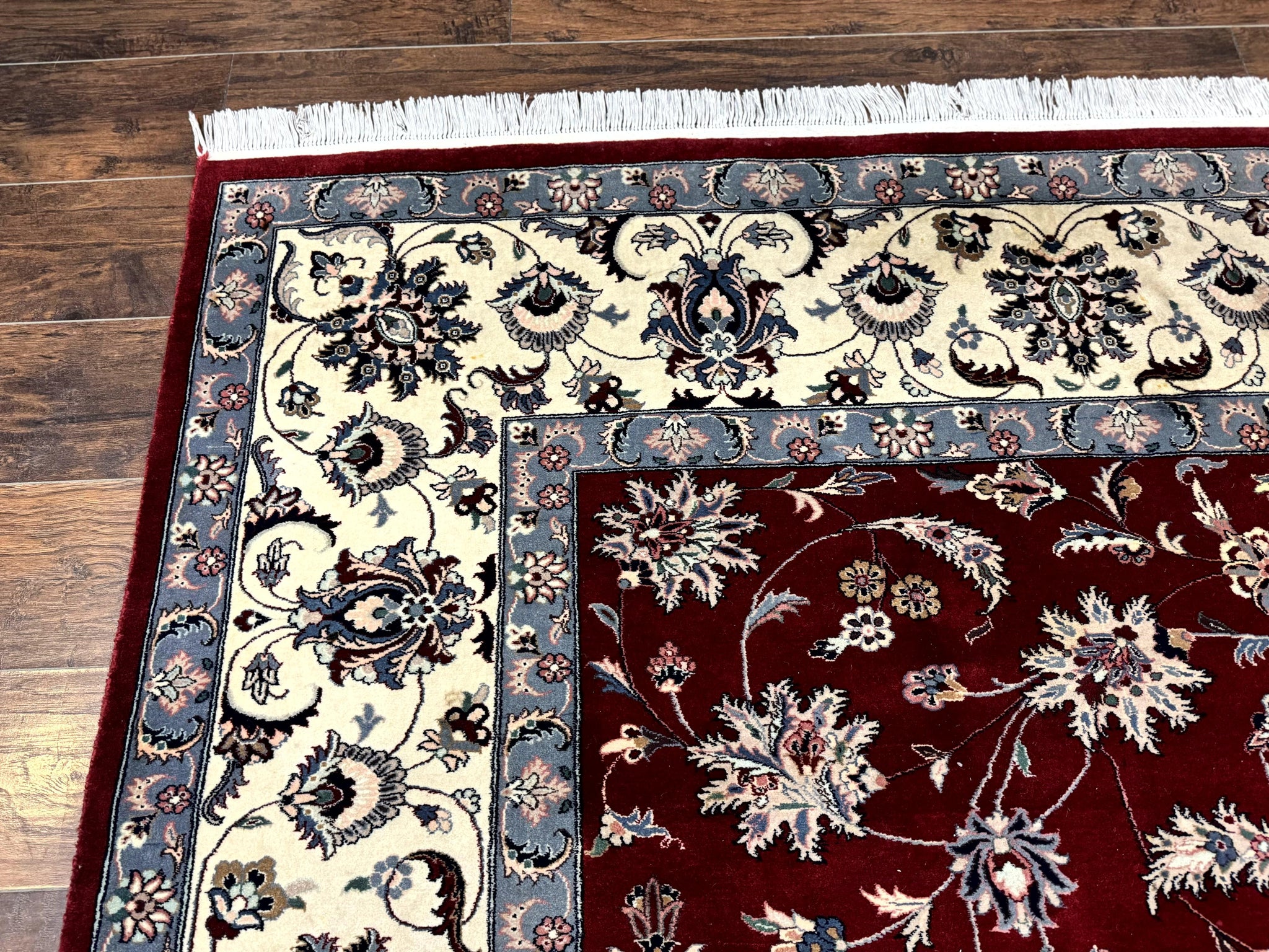 Pak Persian Rug 9x12, Maroon and Ivory, Wool Handmade Vintage by Jewel Rugs