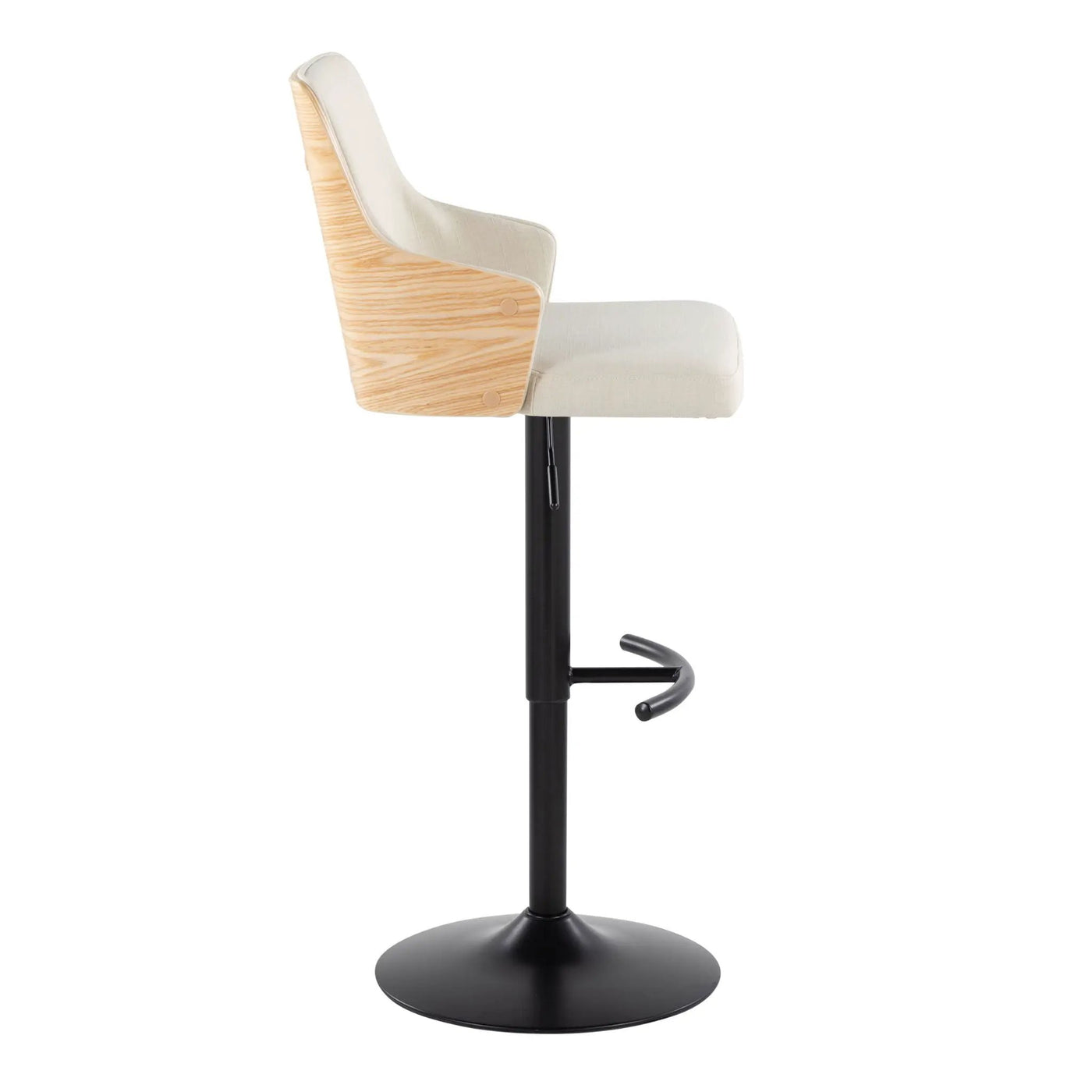 Stella - Contemporary Adjustable Barstool Stool With Swivel And Rounded T Footrest (Set of 2) by HouseOfZazla