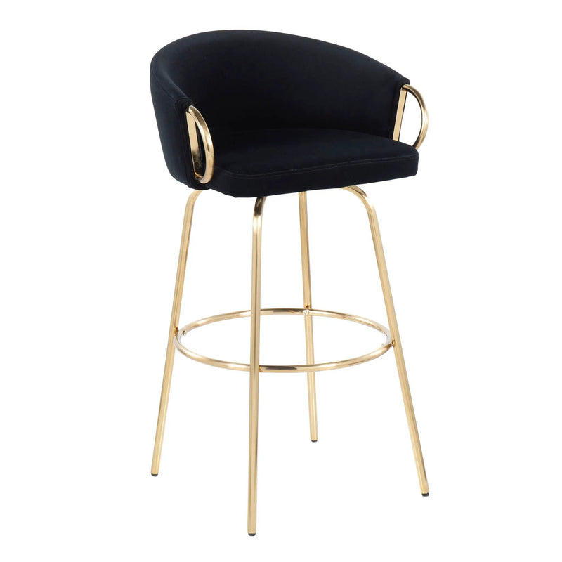 Claire - Contemporary / Glam Fixed Height Bar Stool (Set of 2) Round Footrest (Set of 2) by Unique Piece Furniture