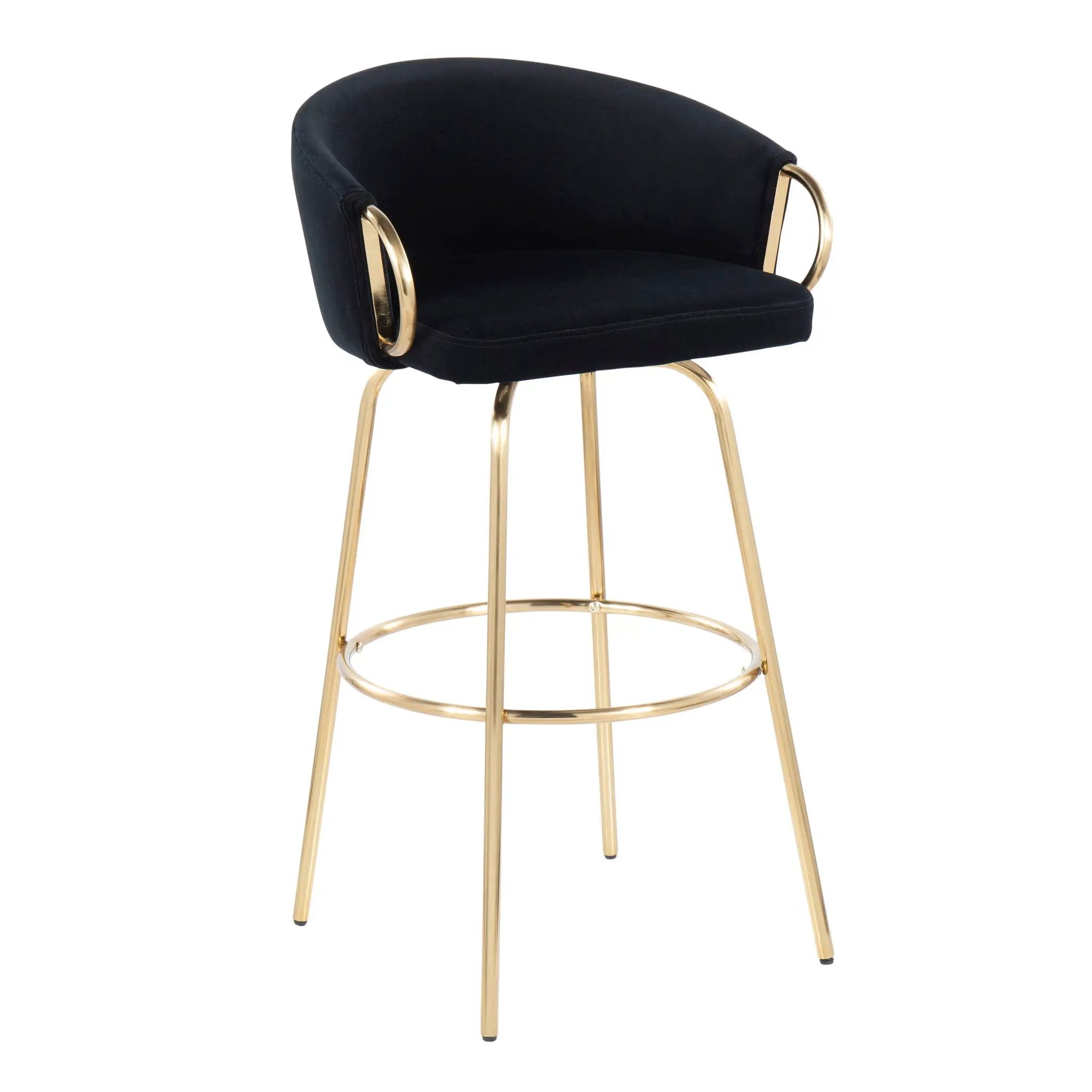 Claire - Contemporary / Glam Fixed Height Bar Stool (Set of 2) Round Footrest (Set of 2) by HouseOfZazla