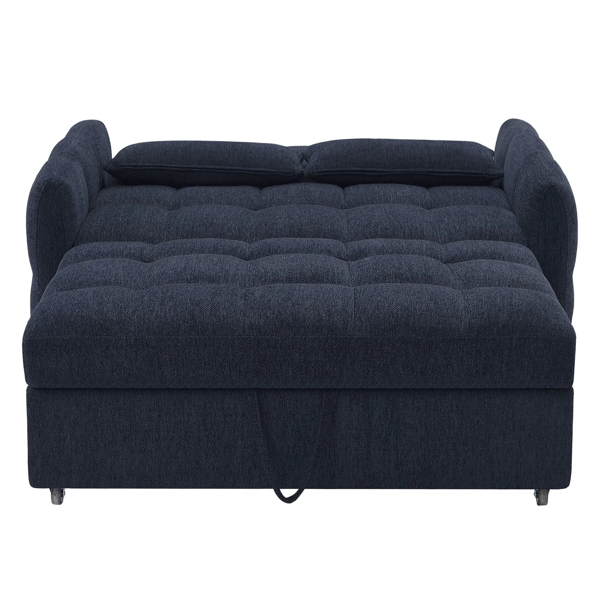 Loveseat Sofa Pull-Out Bed With Adjustable Backrest, 3 USB Ports And 2 Lumbar Pillows For Living Room by HouseOfZazla
