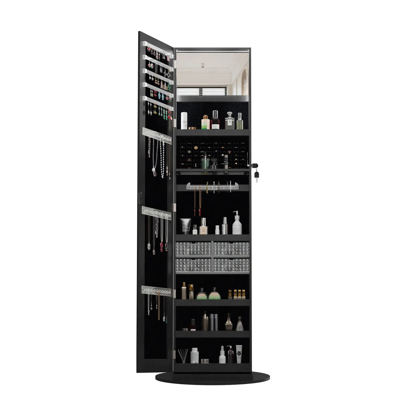 Swivel Jewelry Cabinet With Full Length Mirror by Unique Piece Furniture