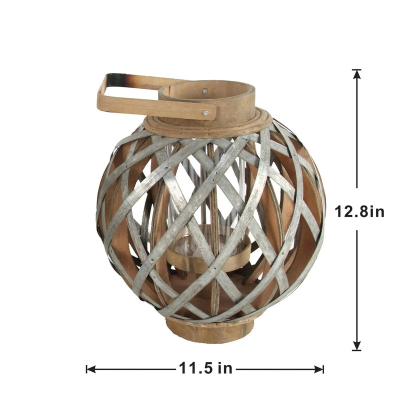 Decorative Lantern With Handle, Wooden Lantern For Indoor Outdoor, Home Garden, Wedding - Silver by Unique Piece Furniture