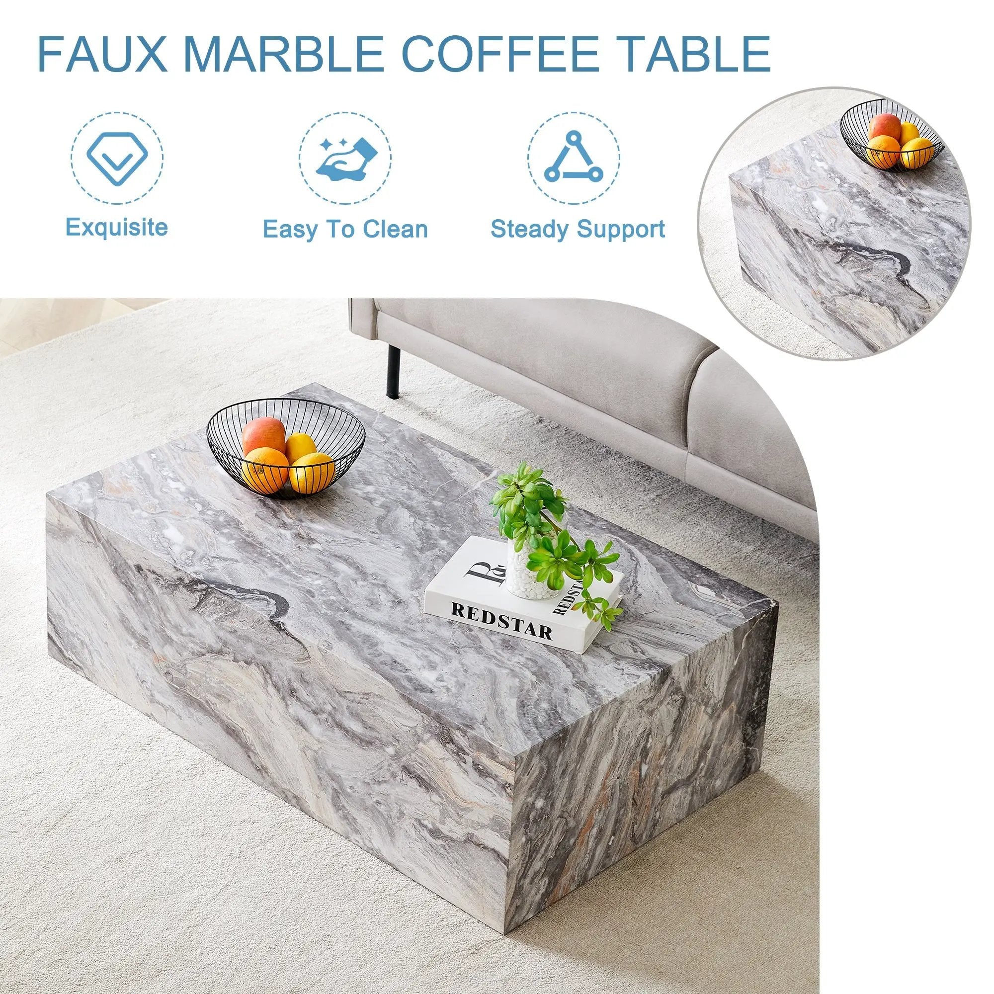Elegant Grey Stone Pattern Coffee Table by HouseOfZazla