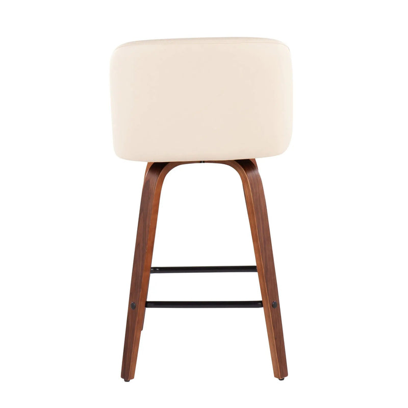 Toriano - Mid Century Modern Fixed Height Counter Stool & Square Footrest (Set of 2) by HouseOfZazla