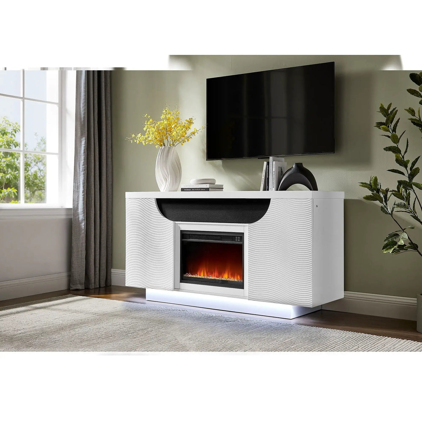 Alessia - Electric Fireplace With Multi Color LED And Flame Settings by HouseOfZazla