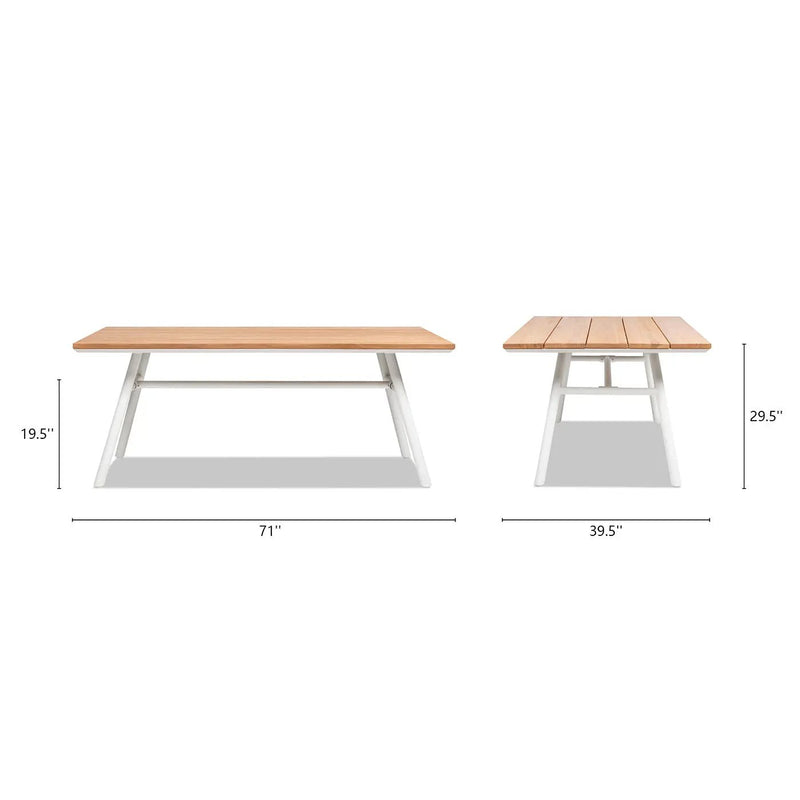 Maiden - 6 Seater Patio Dining Table - Natural Teak by HouseOfZazla