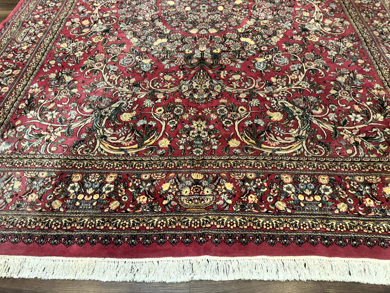 Sino Persian Rug 9x12, Fine 290 KPSI, Rose-Red, Floral Allover by Jewel Rugs