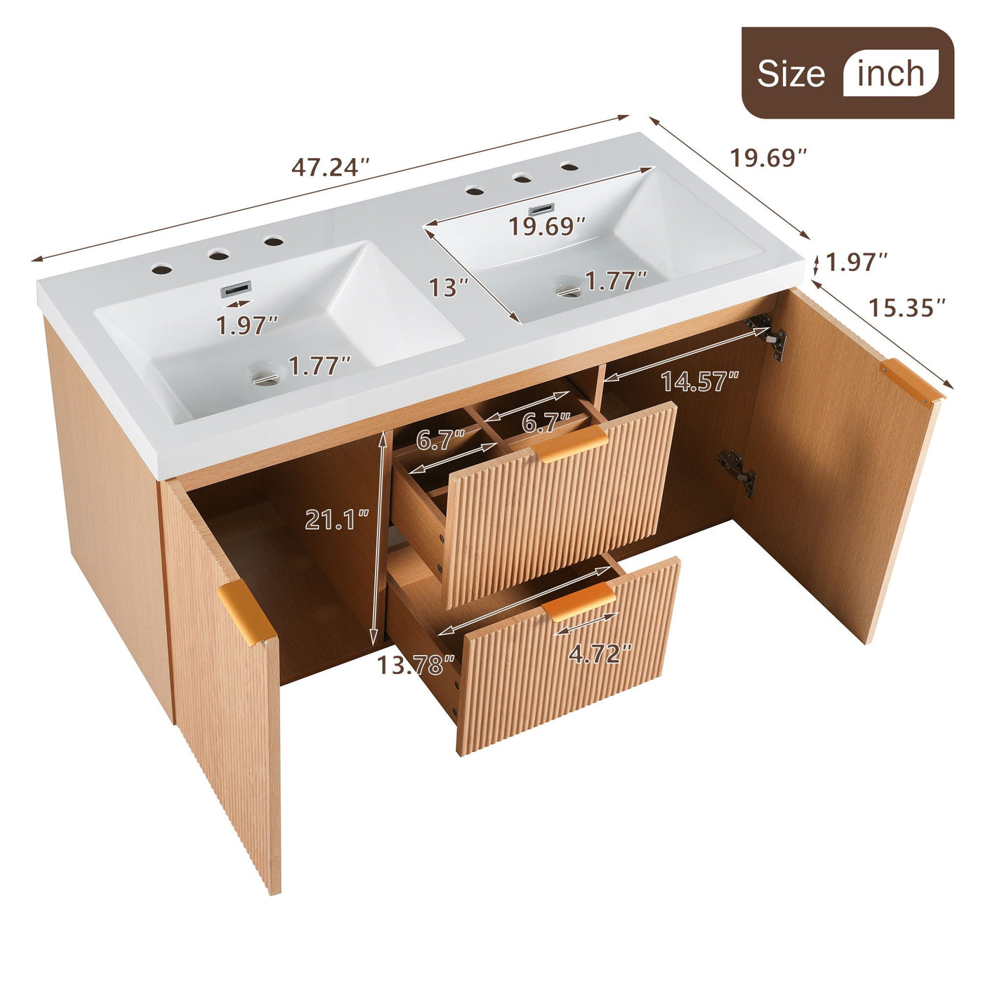 Modern Wall Mounted Bathroom Vanity, Soft Close Doors by Unique Piece Furniture
