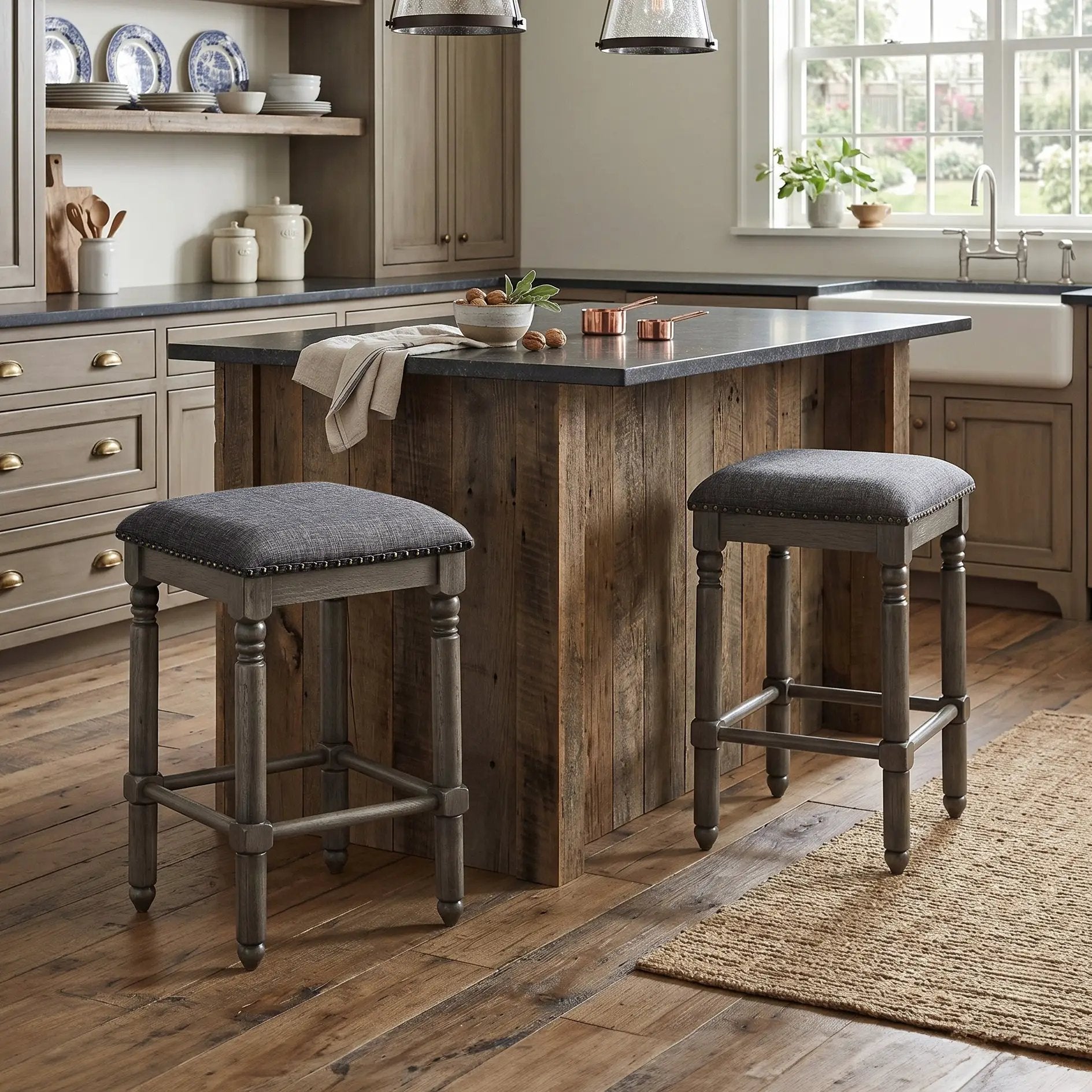 Arnhem Wood Upholstered Swivel Counter Height Stool, Set of 2 by HouseOfZazla