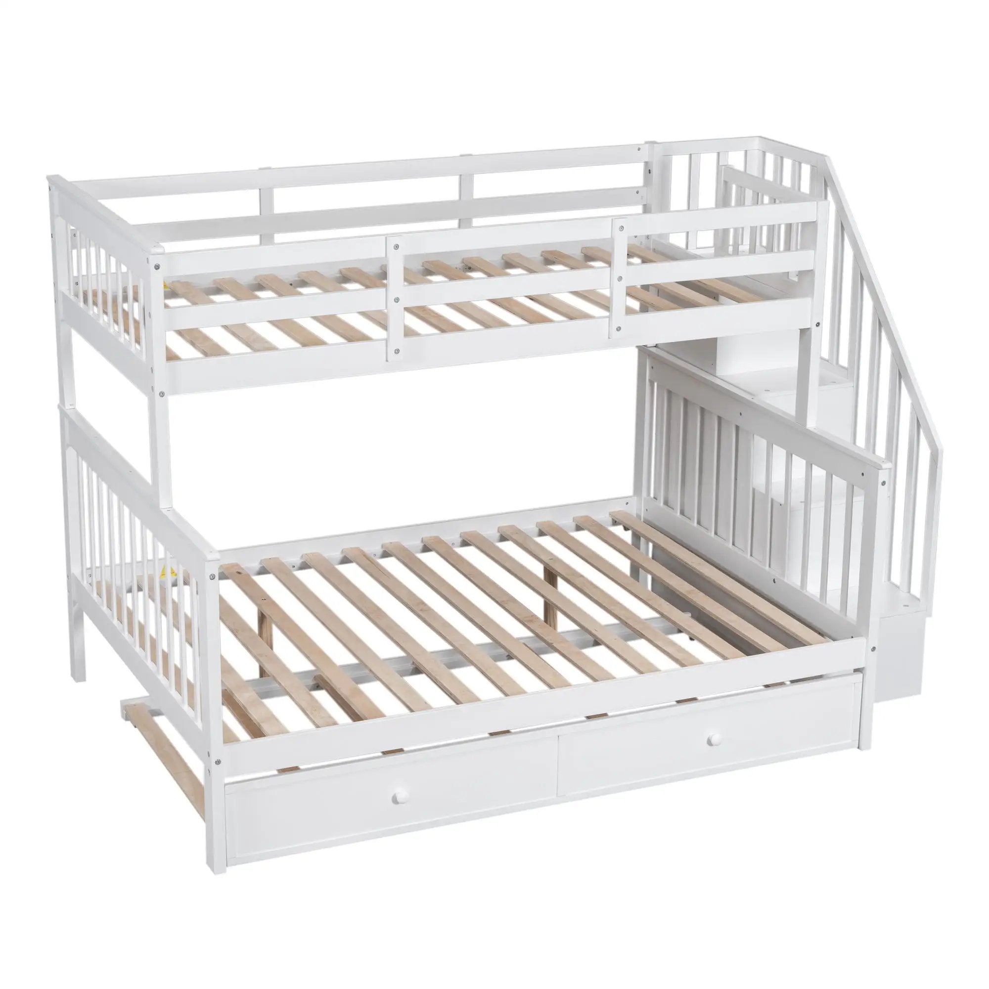 Bunk Bed With Twin Size Trundle, Storage And Guard Rail For Bedroom by Unique Piece Furniture