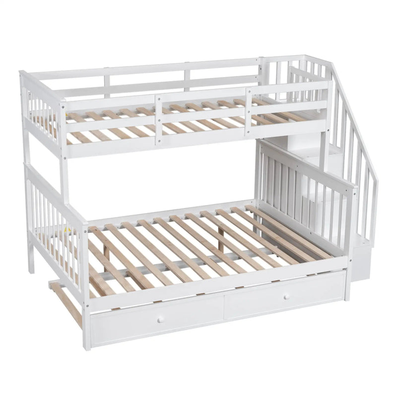 Bunk Bed With Twin Size Trundle, Storage And Guard Rail For Bedroom by Unique Piece Furniture