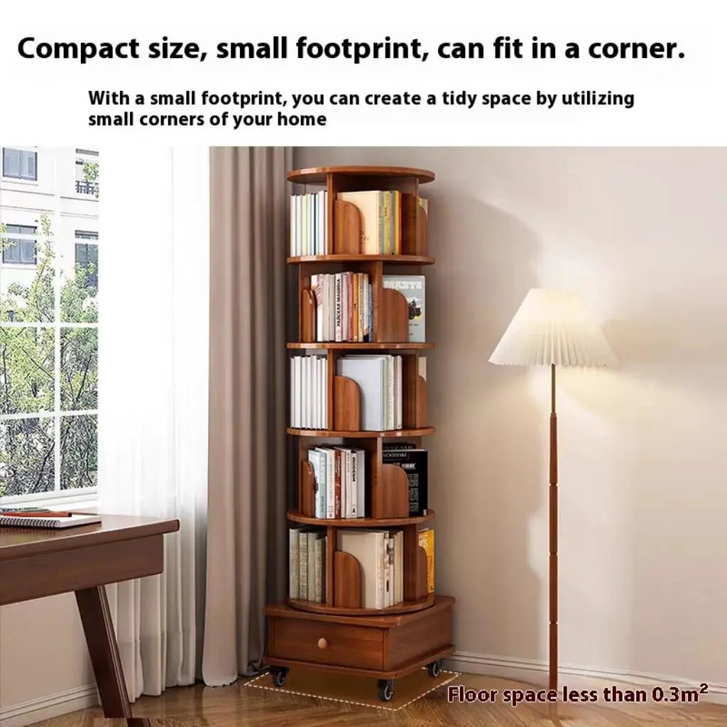 Upgraded Rotating Bookshelf - 360 Display Corner Bookcase by HouseOfZazla