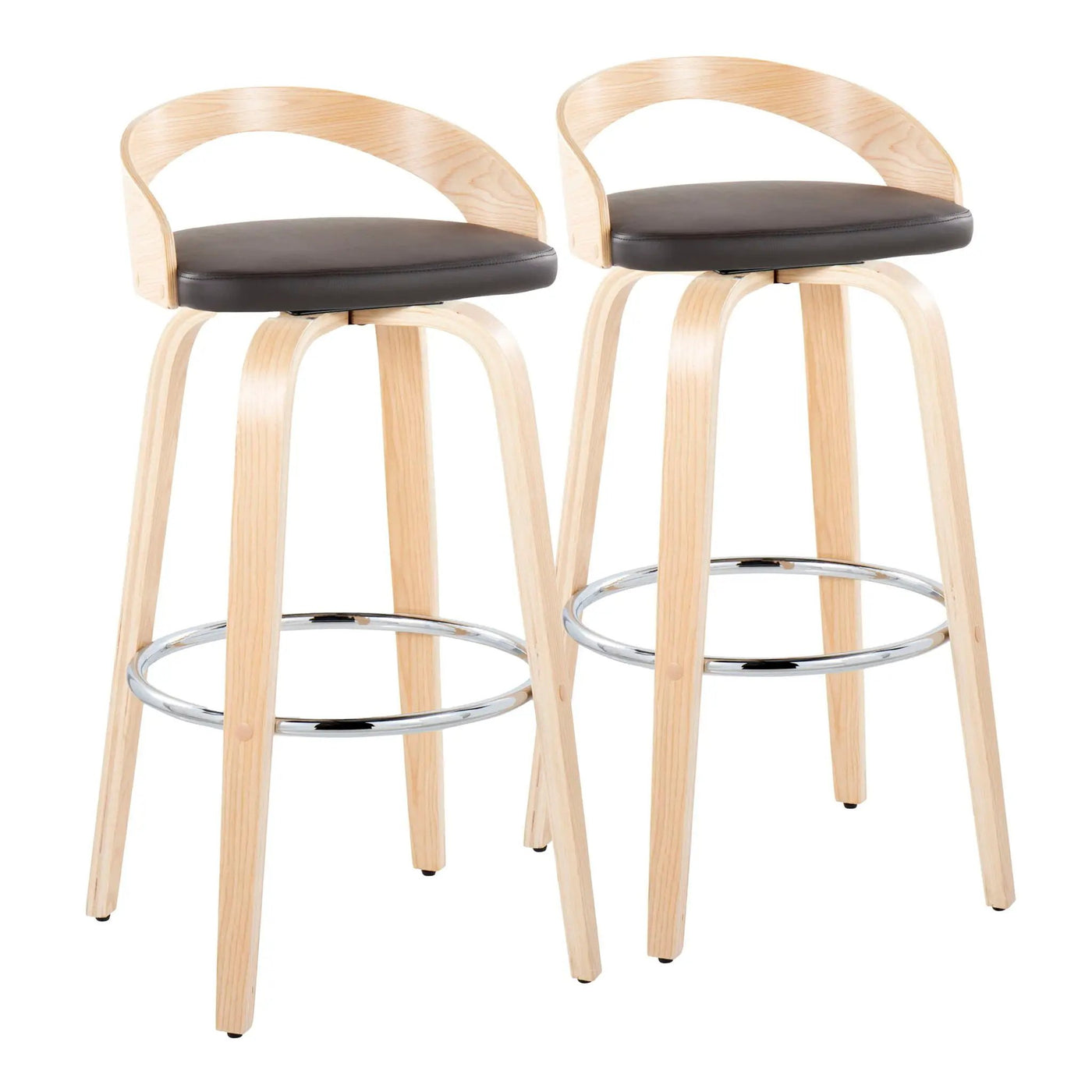 Grotto - Contemporary Fixed-Height Barstool With Swivel With Round Footrest (Set of 2) by HouseOfZazla
