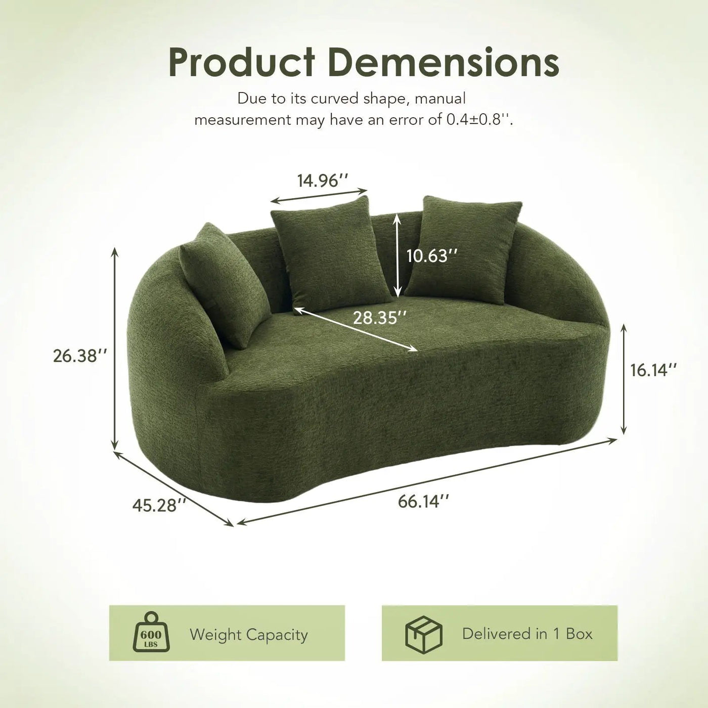 Loveseat Sofa, Compact Design For Small Spaces by HouseOfZazla