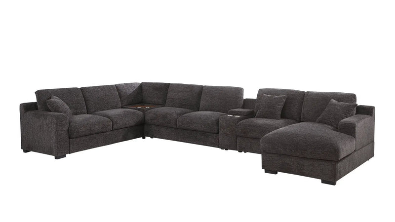 Celine - Corner Sectional Sofa With Right Facing Chaise, Cupholders, And Charging Ports - Gray by HouseOfZazla