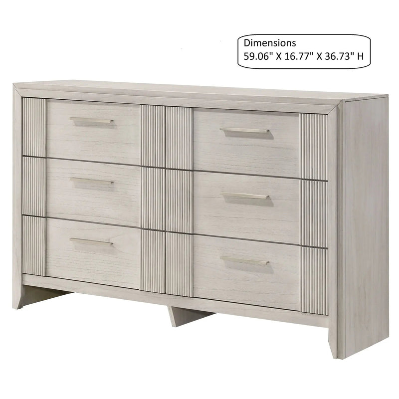 6 Drawer Storage Dresser Furniture - Antique White by HouseOfZazla