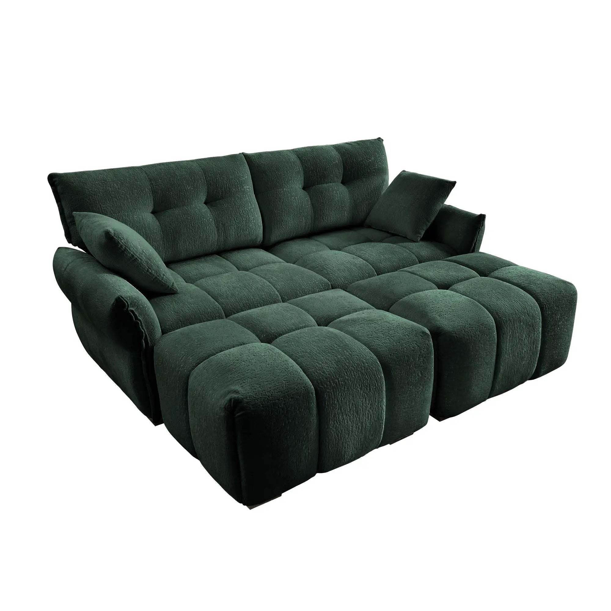 2 Seater Sofa Set With 2 Ottomans And Throw Pillows by HouseOfZazla
