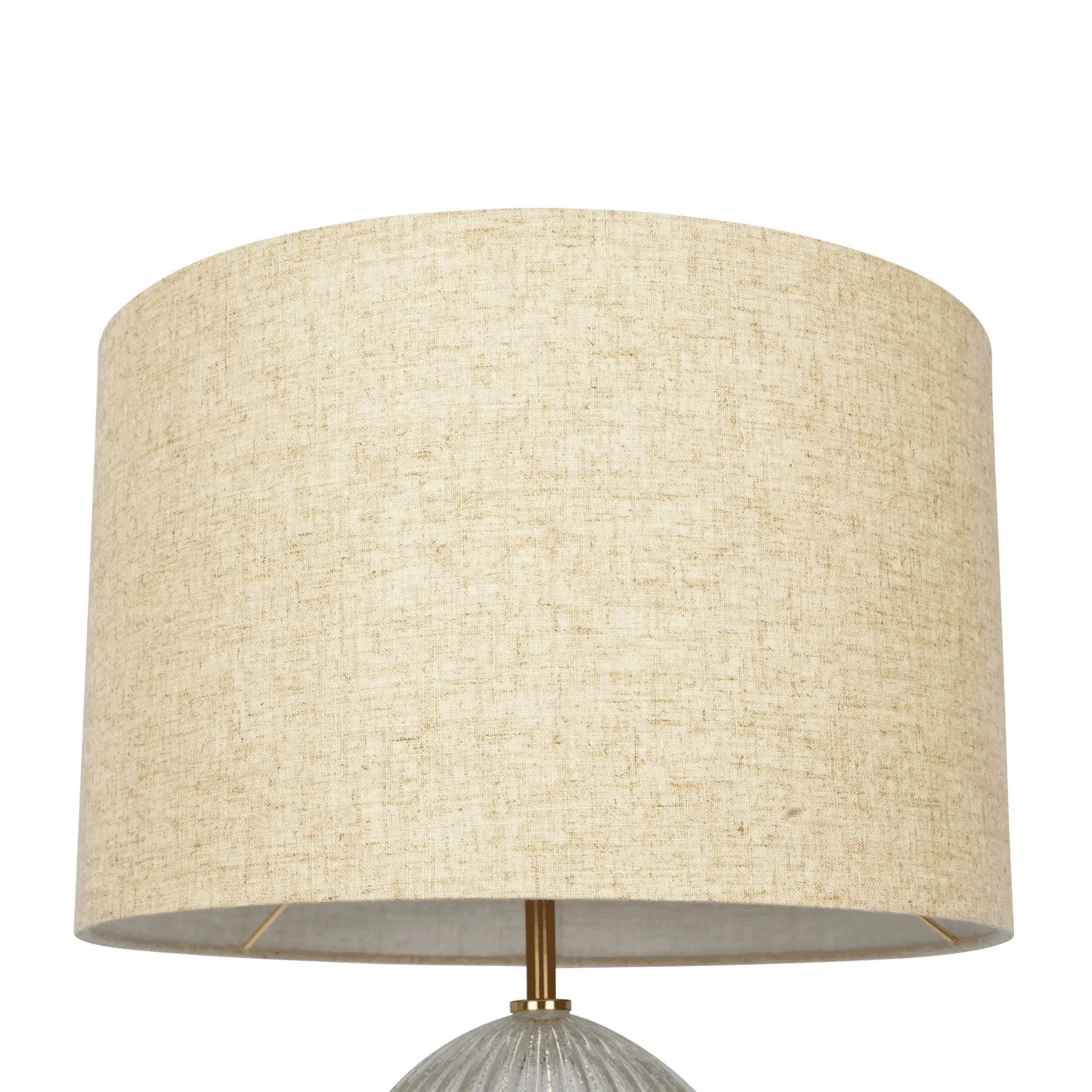 Aurora - Ribbed Lamp Base Clear Table Lamp Large Linen Shade - Beige / Clear / Gold by Unique Piece Furniture