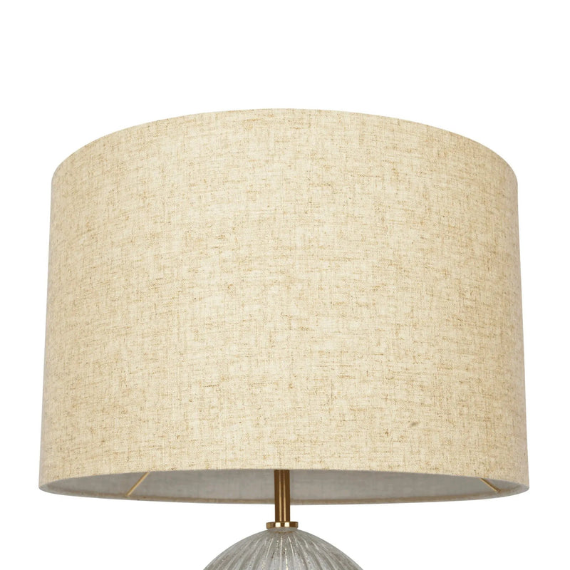 Aurora - Ribbed Lamp Base Clear Table Lamp Large Linen Shade - Beige / Clear / Gold by Unique Piece Furniture