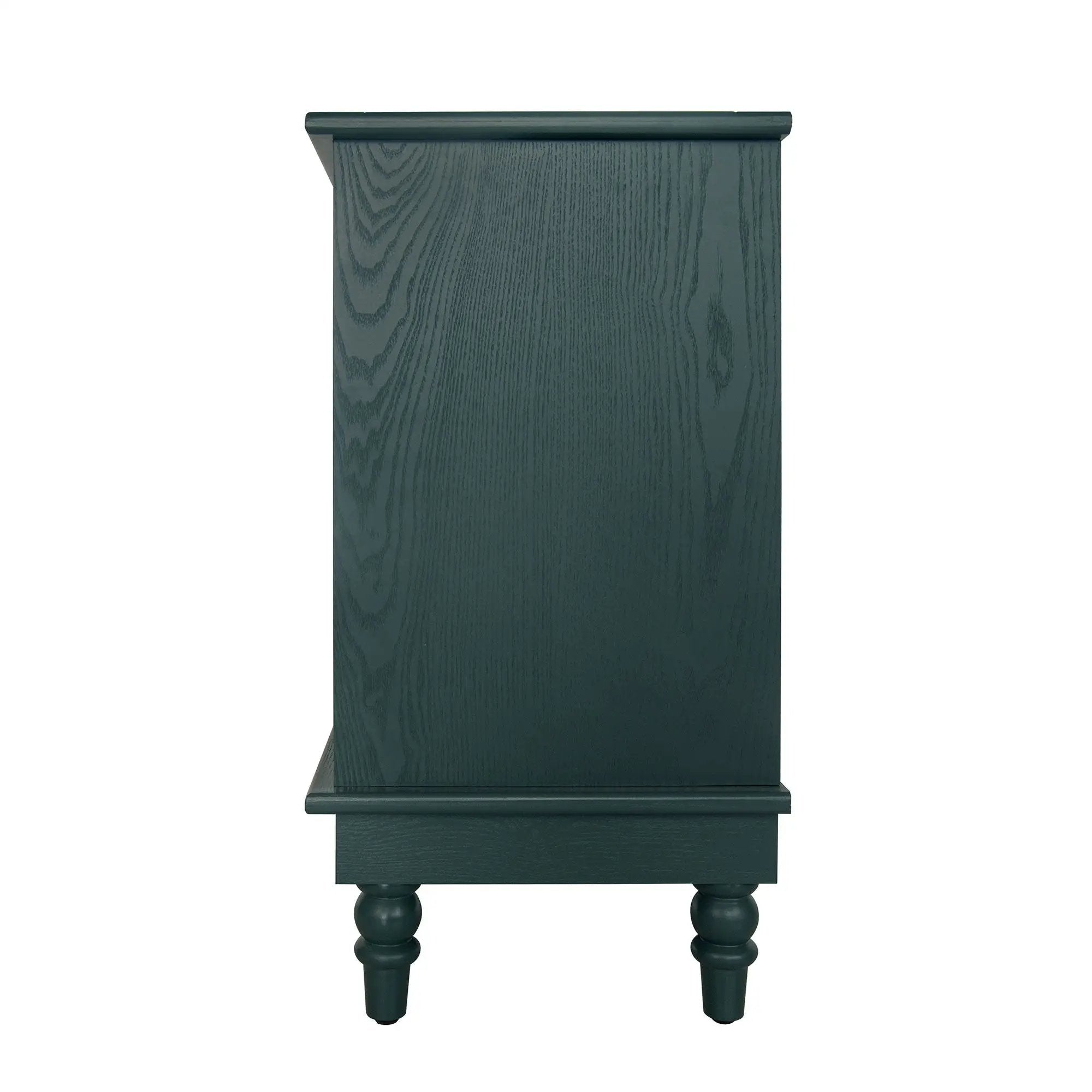 Hollow Carved 3 Drawer Dresser With Metal Handles, Storage Chest For Living Room Or Bedroom - Blackish Green by HouseOfZazla