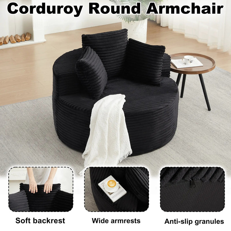 43-Inch Round Corduroy Single Sofa by HouseOfZazla