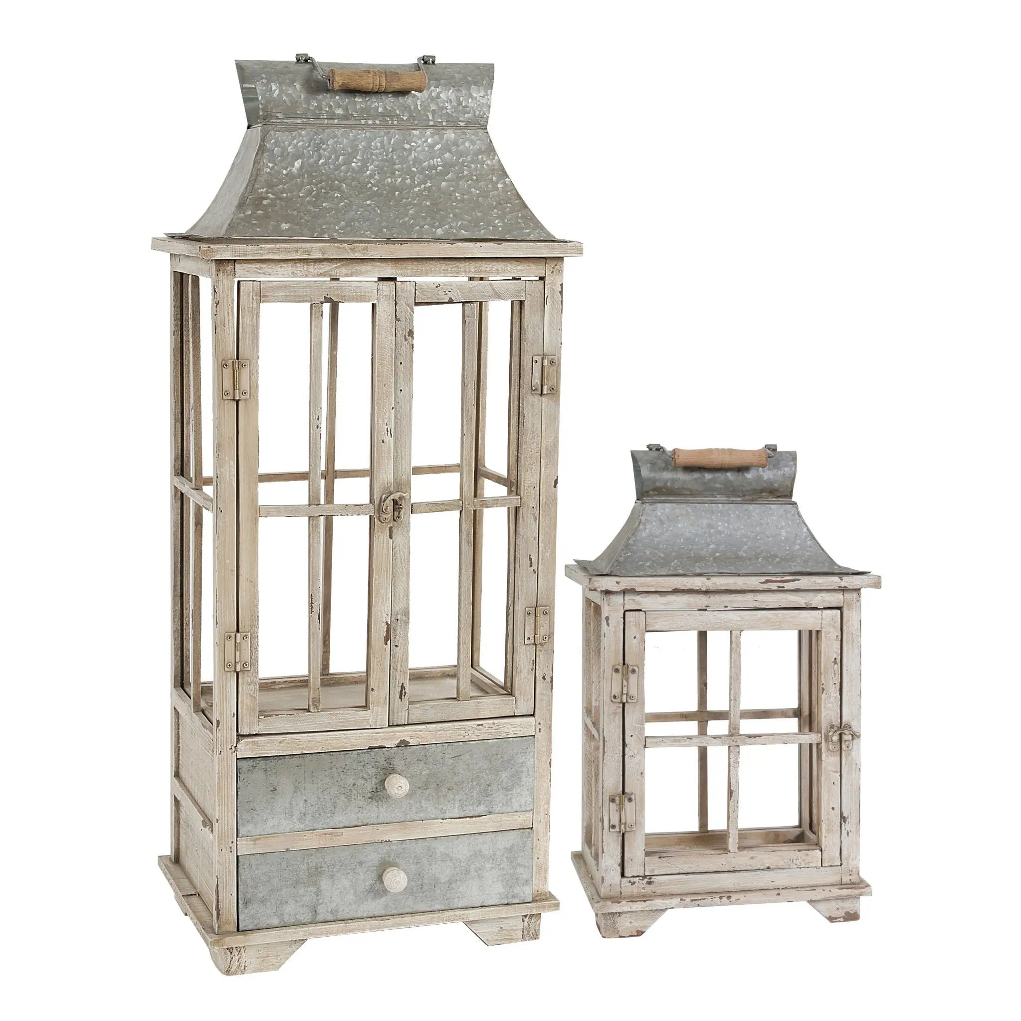 Wooden Candle Lantern Decorative, Hurricane Lantern Holder Decor For Indoor Outdoor, Home Garden Wedding - Ivory by HouseOfZazla