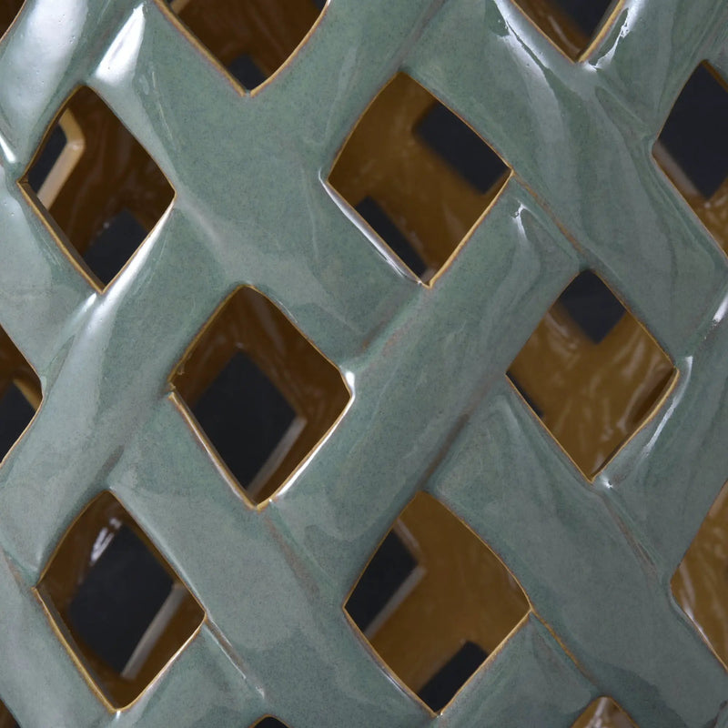 Outsunny 13' x 18' Ceramic Garden Stool with Woven Lattice Design & Glazed Finish by HouseOfZazla