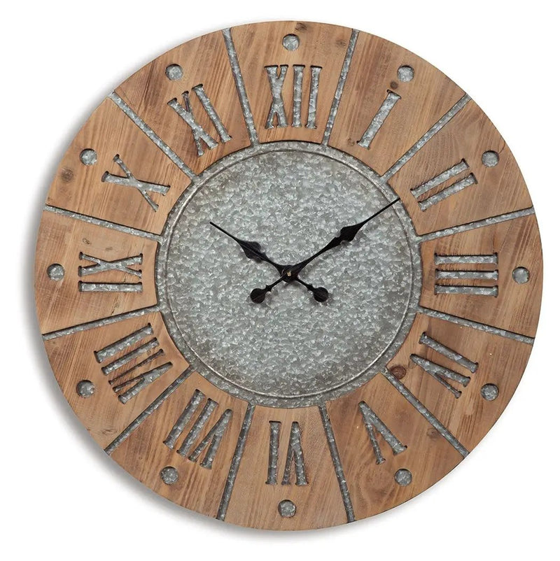Payson - Wall Clock - Antique Gray / Natural by Unique Piece Furniture