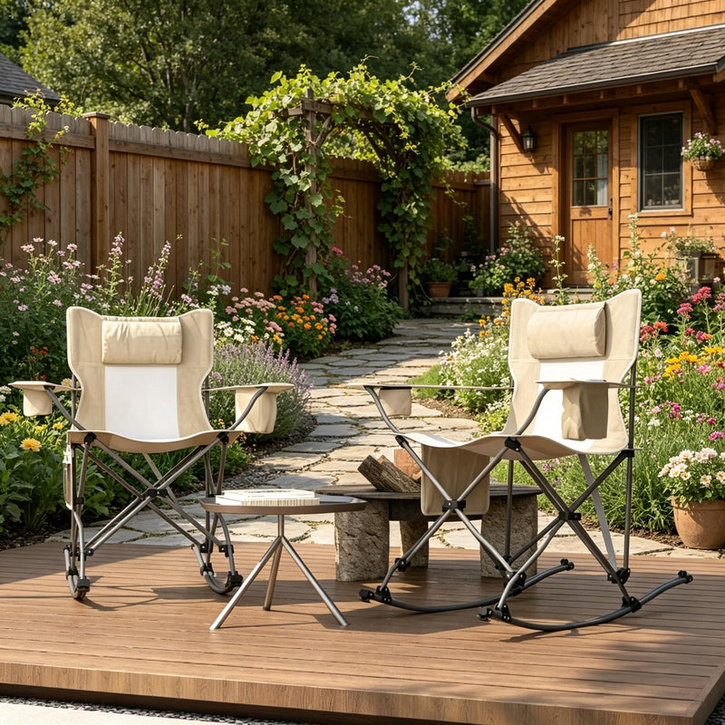 Set of 2 Rocking Park Chairs - Portable Folding Camping Chairs by HouseOfZazla