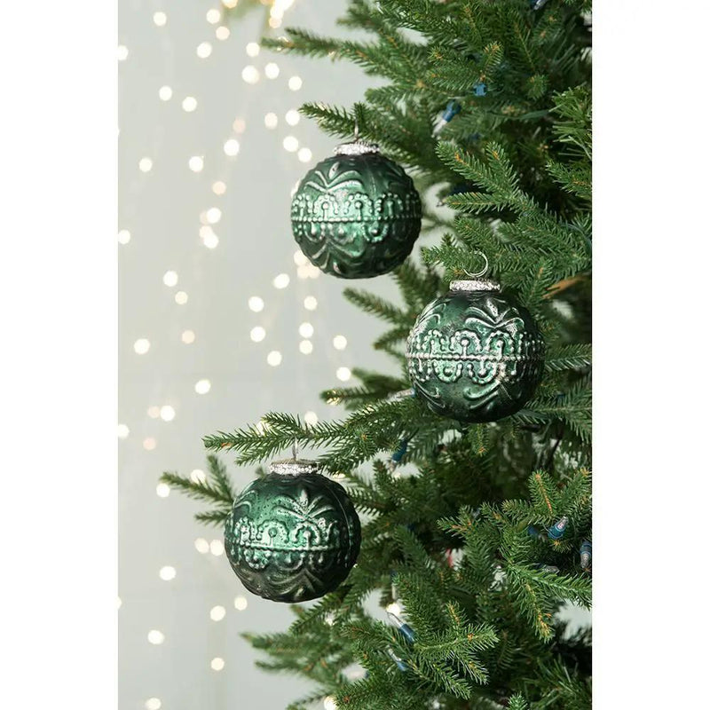 Christmas Ball Ornaments, Glass Decorative Hanging Ball Christmas Tree Ornaments, For Holiday Party Decorations (Set of 6) - Green by Unique Piece Furniture