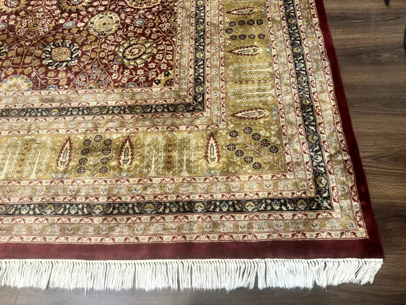 Palace Size Pak Persian Rug 12x15, Brick Red, Allover Pattern, Handmade Oversized Wool Oriental Carpet, Large Area Rug, Fine 225 KPSI by Jewel Rugs