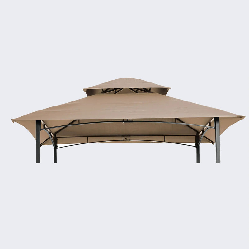 8x5Ft Grill Gazebo Replacement Canopy, Double Tiered BBQ Tent Roof Top Cover, Beige by HouseOfZazla