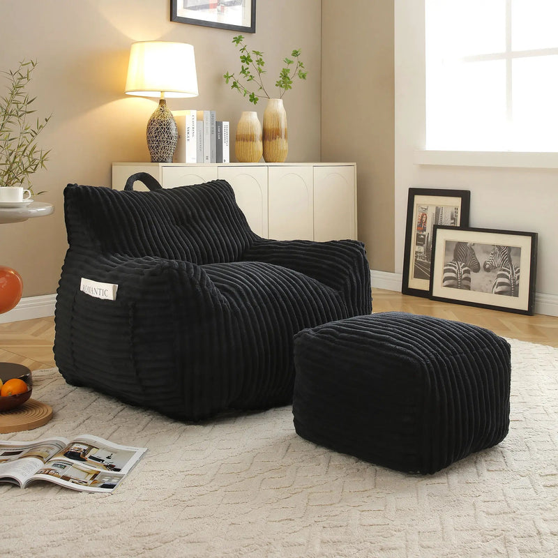 Giant Bean Bag Chair With Armrests And Footstool by Unique Piece Furniture