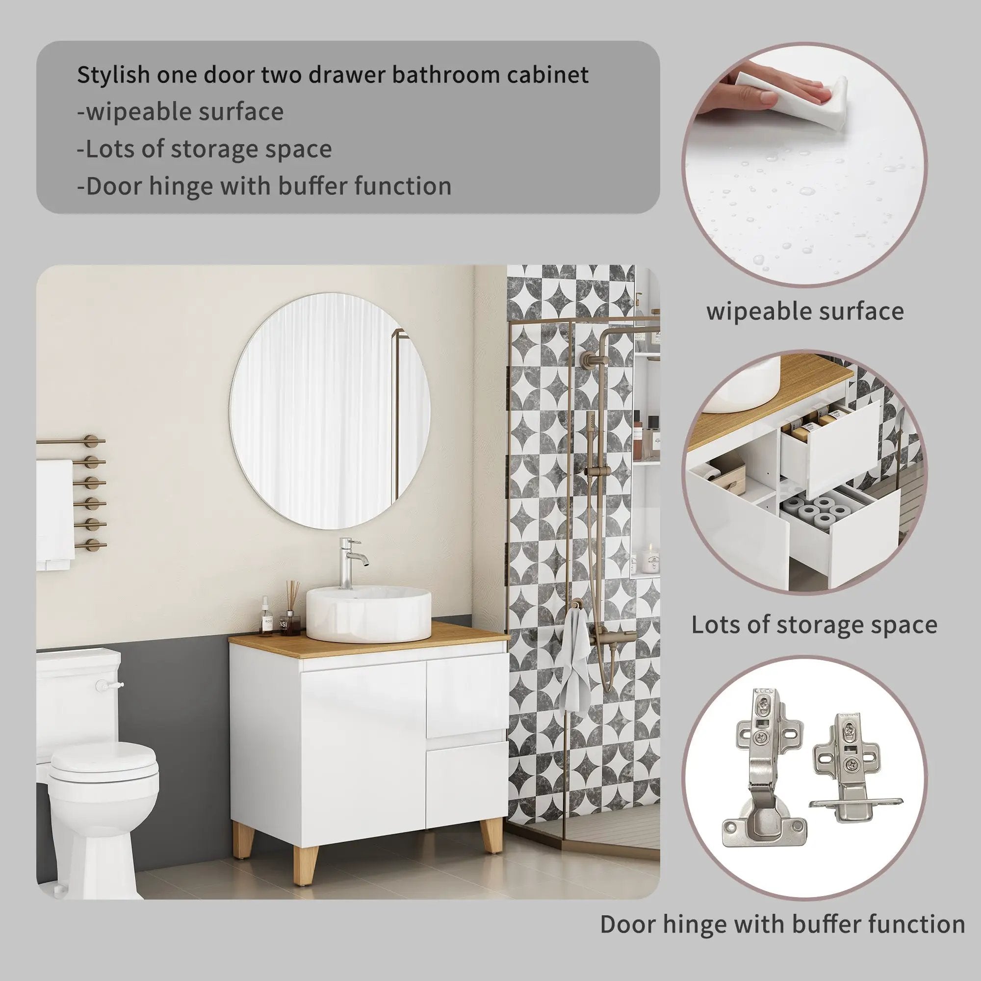 31.5-Inch Modern Bathroom Vanity with Sink Combo by HouseOfZazla