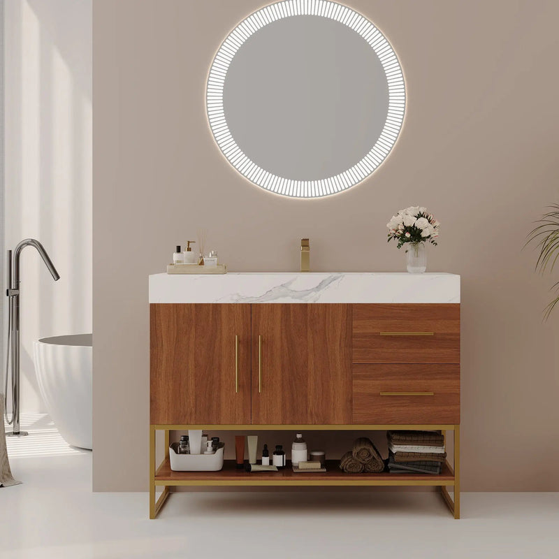 36" Modern Free-Standing Bathroom Vanity with Seamless Ceramic Sink by HouseOfZazla