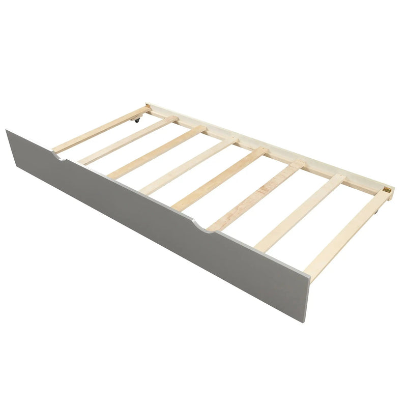 Platform Bed With Twin Trundle And Frame, Twin Size - Gray by Unique Piece Furniture
