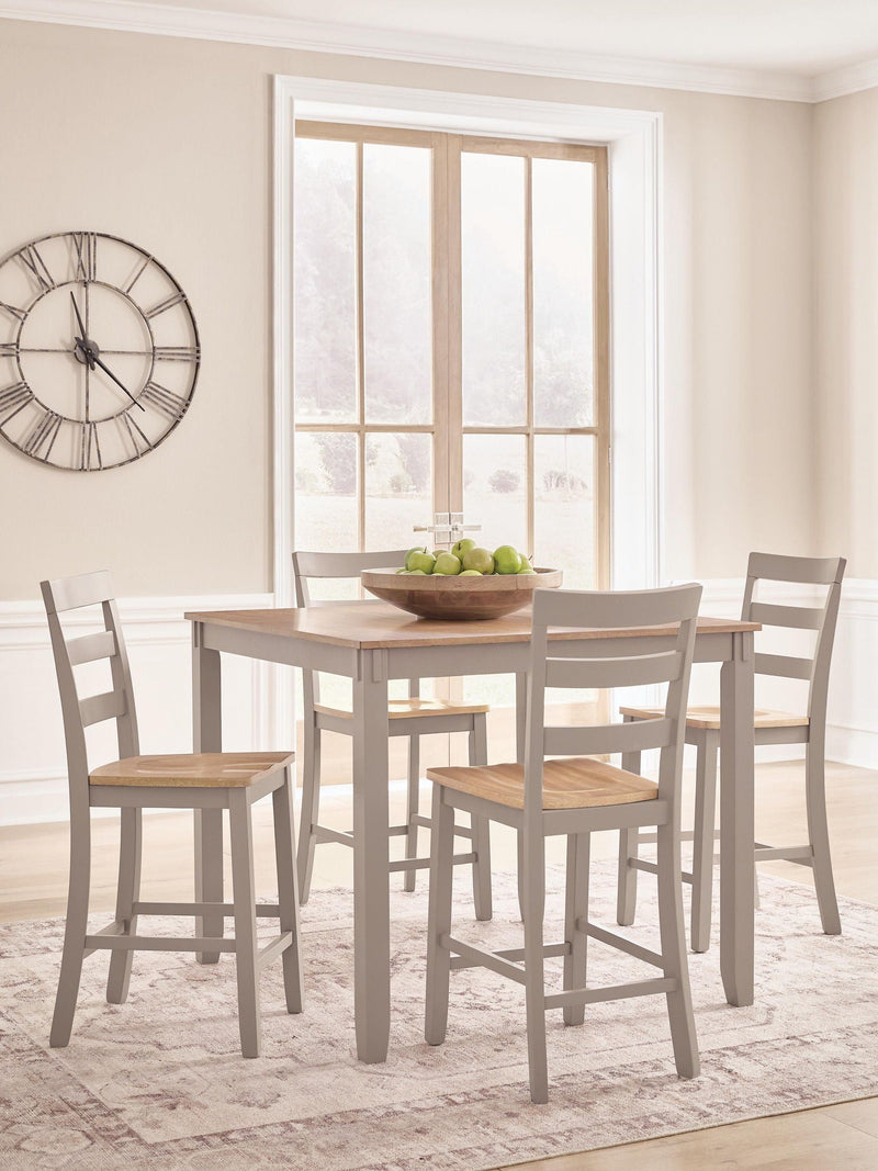 Harperfeld - Dining Room Counter Table Set (Set of 5) - Natural / Gray by Unique Piece Furniture