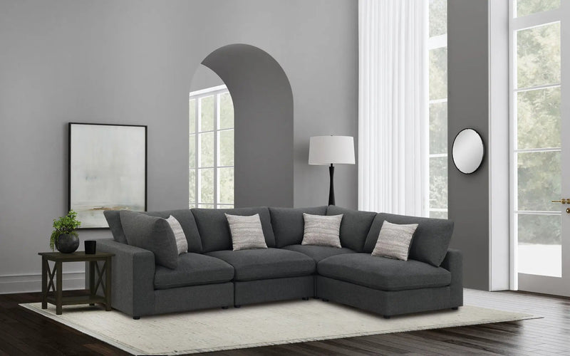 Serene 4-piece Upholstered Modular Sectional Sofa Charcoal by Unique Piece Furniture