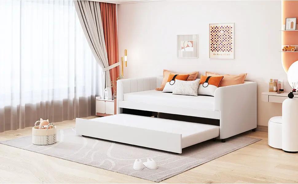 Upholstered Daybed With Ergonomic Design Backrest by HouseOfZazla