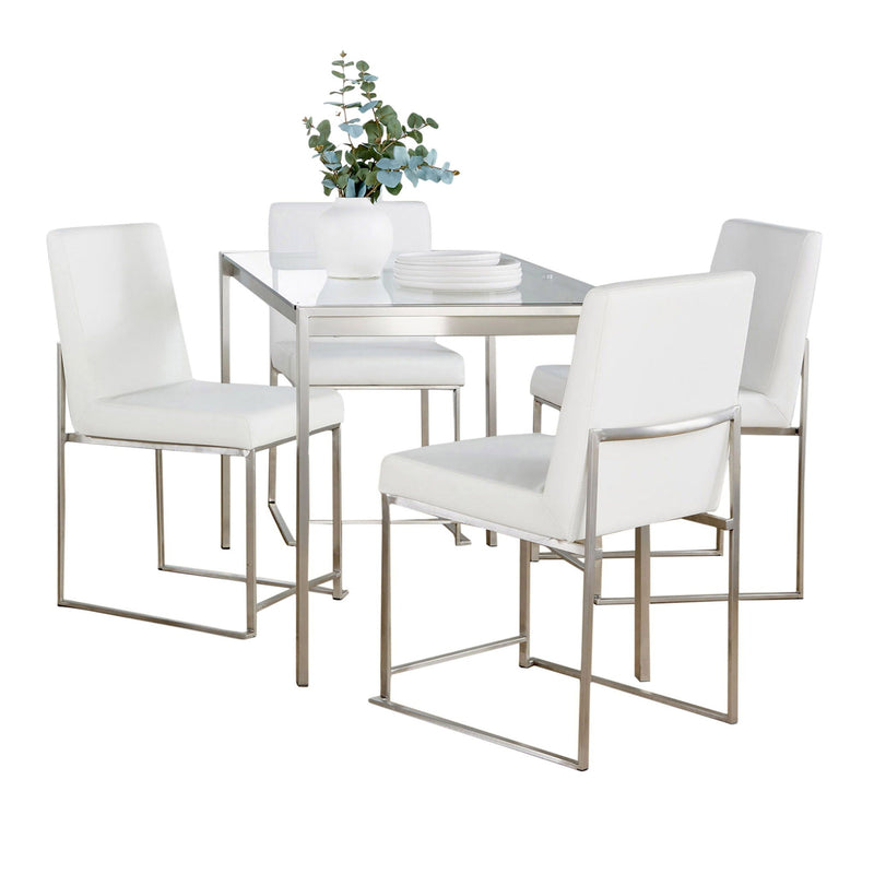 Fuji - High Back Contemporary Dining Set, Glass 5 Piece by HouseOfZazla
