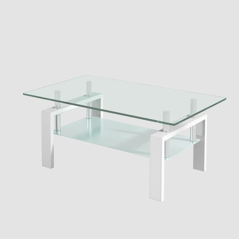 Tempered Glass Table With Storage by Unique Piece Furniture