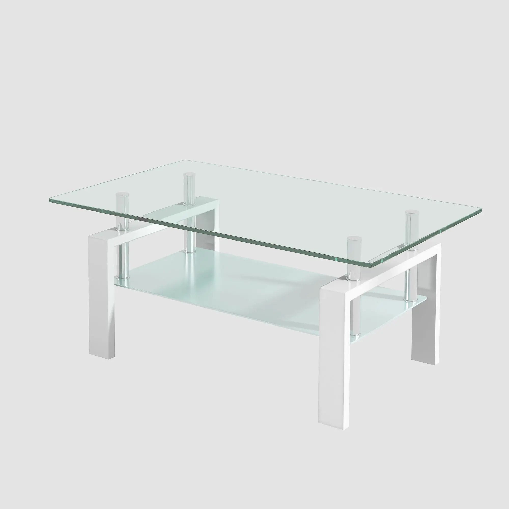 Tempered Glass Table With Storage by Unique Piece Furniture
