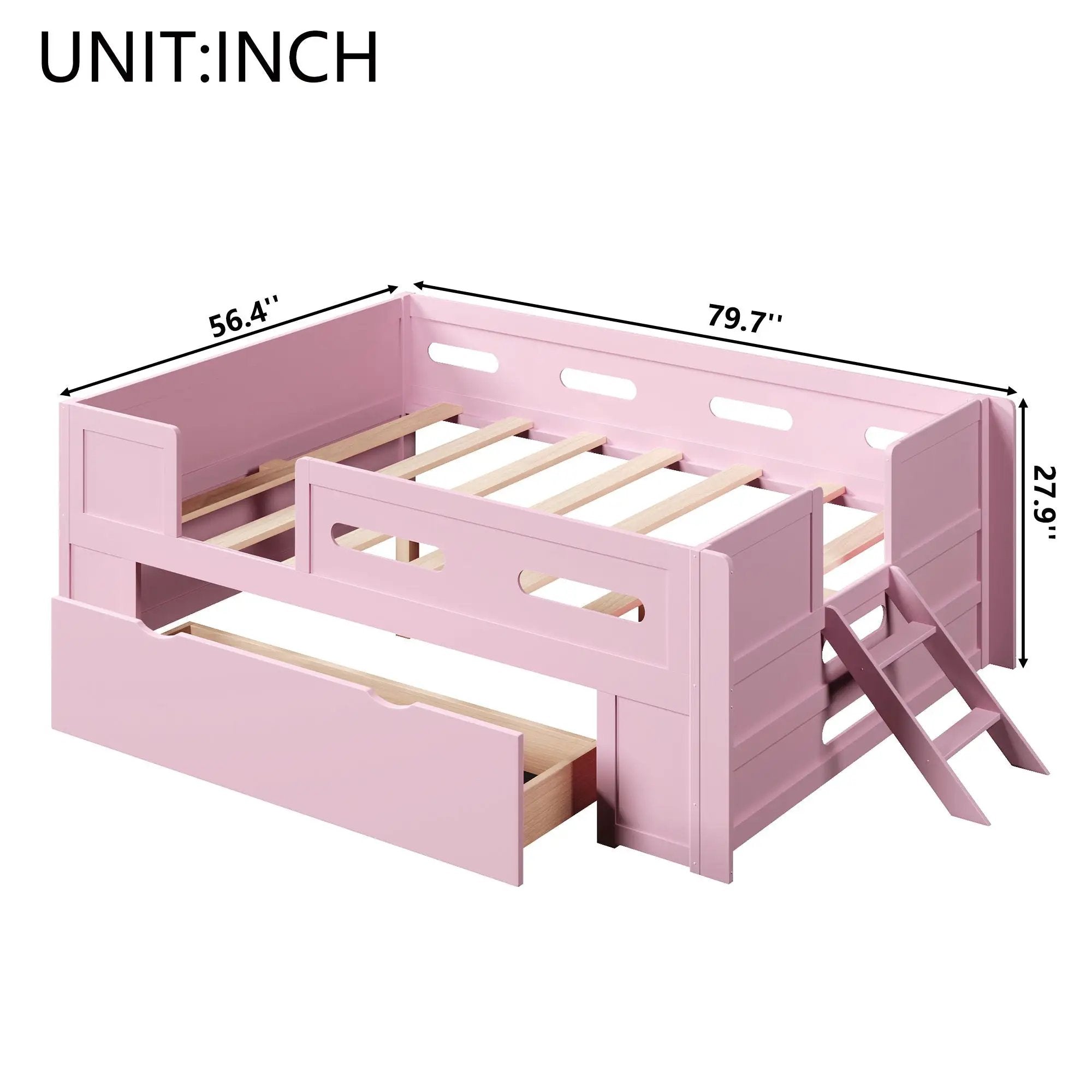 Platform Bed With Guardrail And Drawer by HouseOfZazla