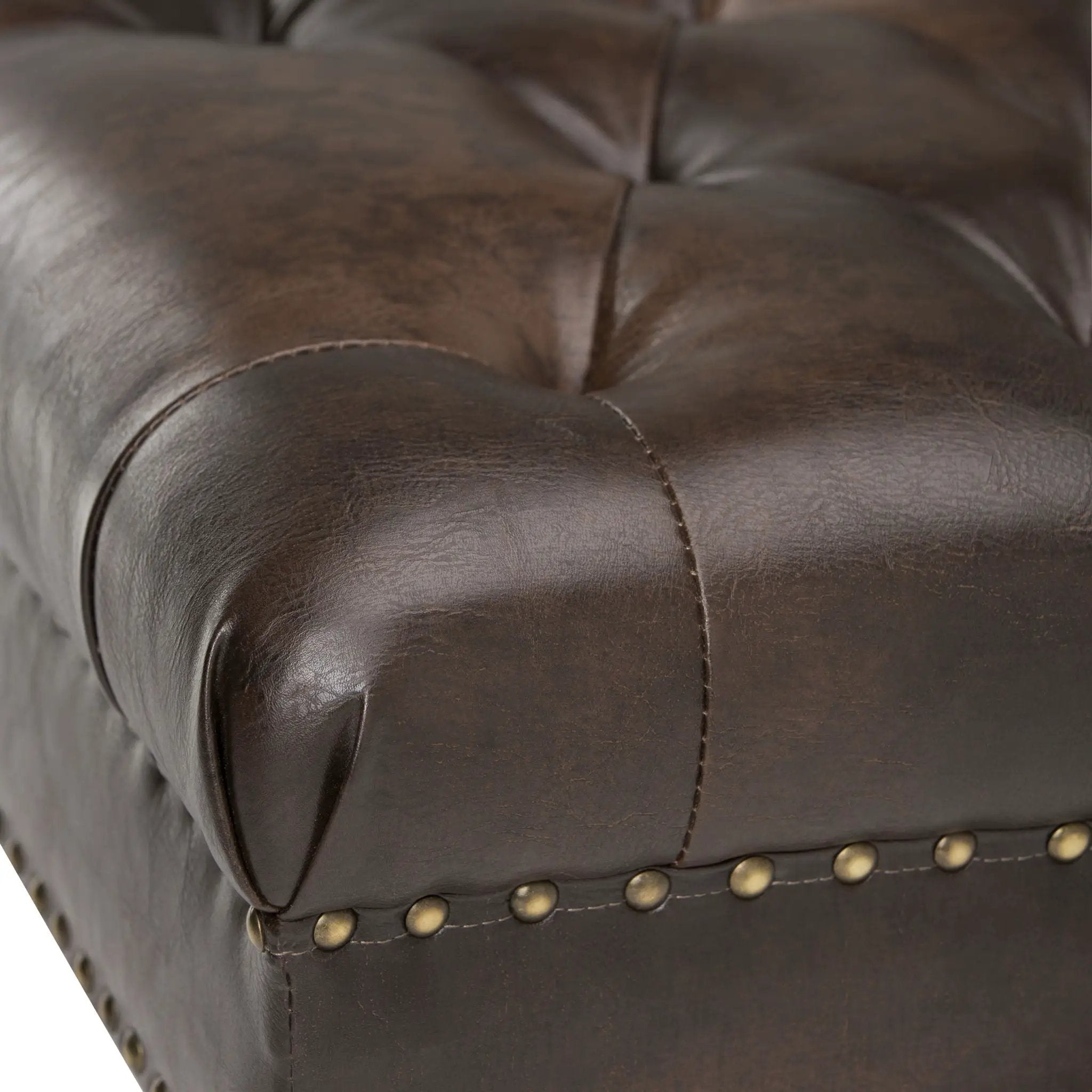 Henley - Tufted Ottoman Bench - Distressed Brown by Unique Piece Furniture