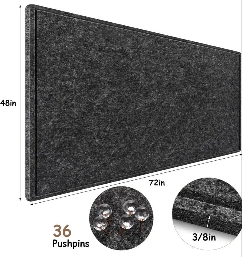 Bcabo Large Bulletin Board, 72x48 Inches Cork Board Alternative, Large Felt Board Decorative Pin Board for Wall, Foldable Photo Board Self-Adhesive Vision Board with 36 Pushpins Dark Gray by Selzalot
