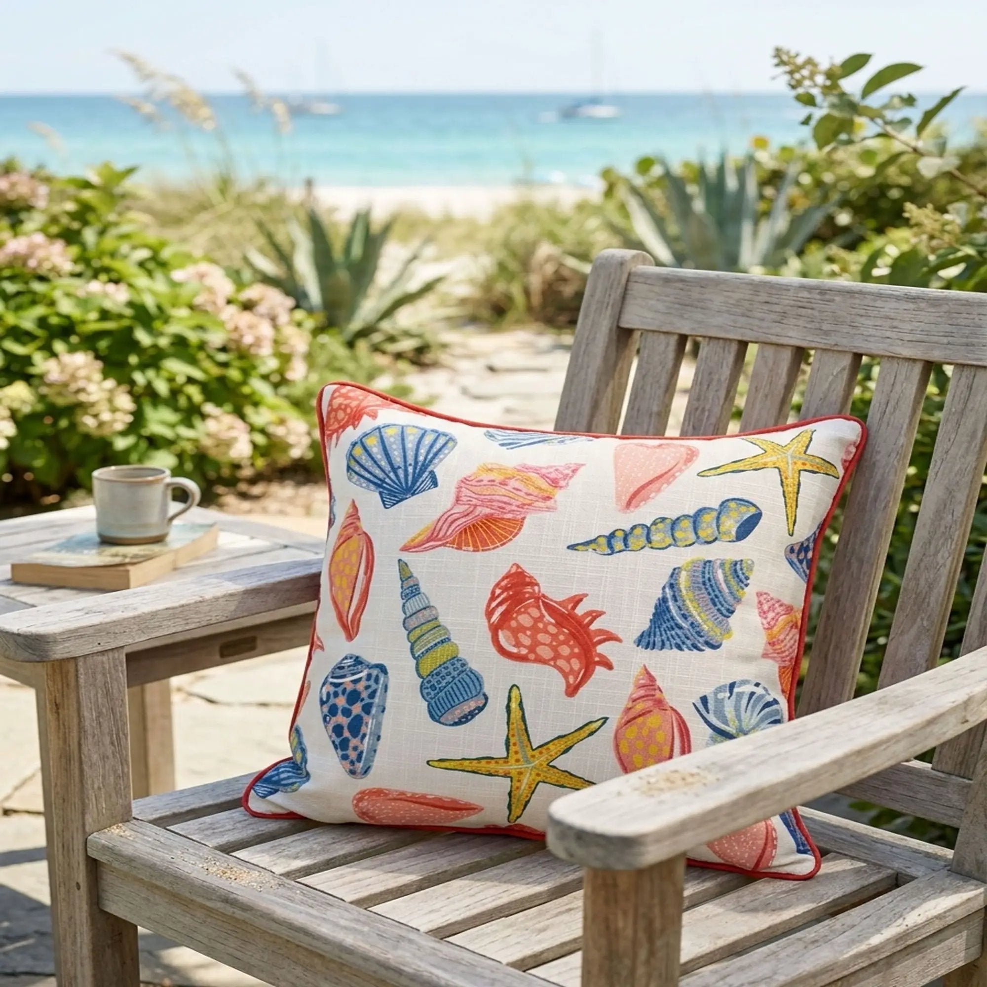 Square Coral Outdoor Pillows (Set of 2) - Multi by Unique Piece Furniture
