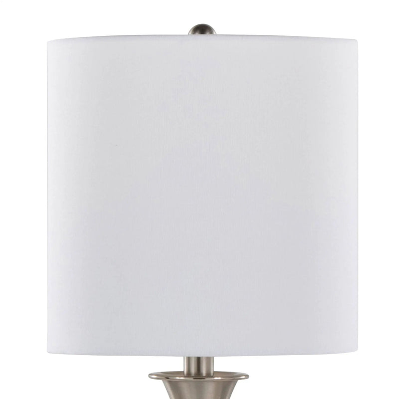 Sawyer - Contemporary Table Lamp (Set of 2) Built In USB Port - Nickel / White by HouseOfZazla